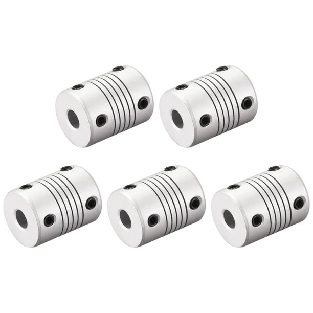 uxcell 6.35mm to 6.35mm Aluminum Alloy Shaft Coupling Flexible Coupler Motor Connector Joint L25xD19 Silver,5pcs 